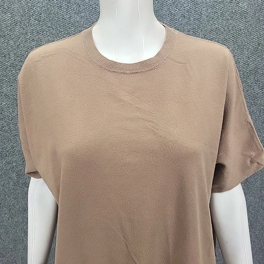 Splendid Taupe Boxy Short Sleeve Knit Top